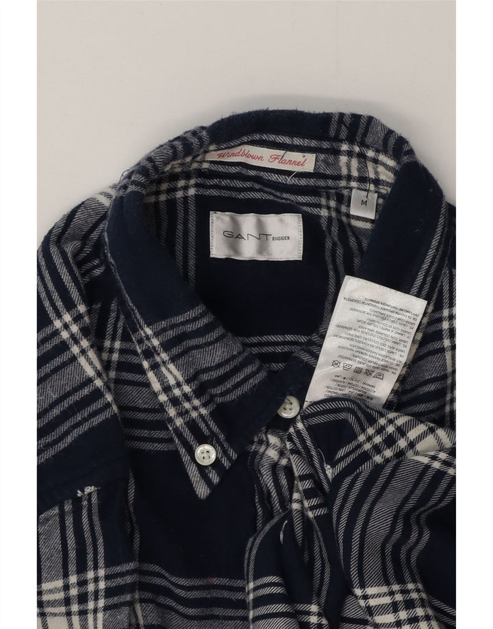 GANT Dame Flanell Shirt UK 14 Medium Navy Blue Plaid Bomuld