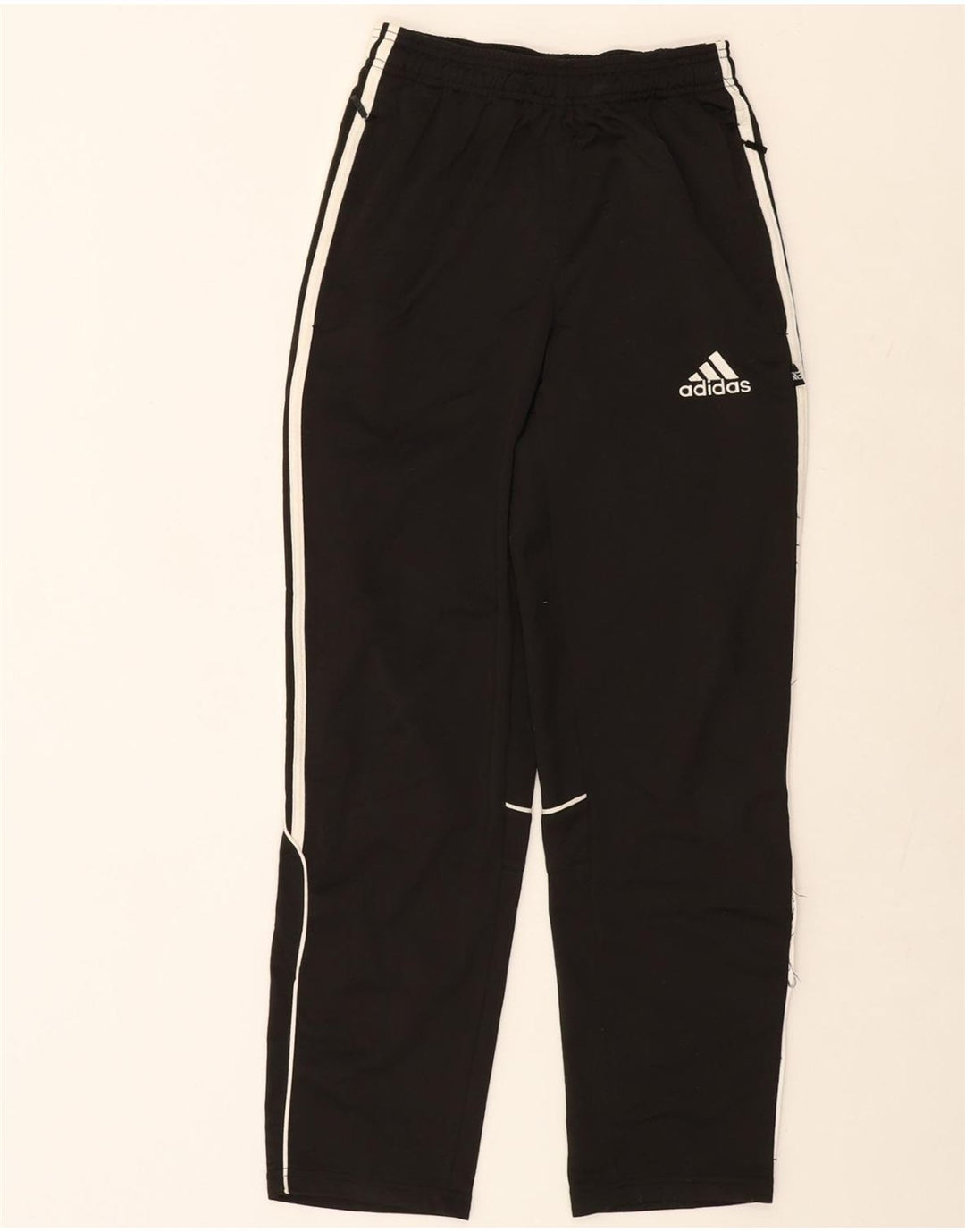 ADIDAS Boys Tracksuit Trousers 13-14 Years Black Polyester