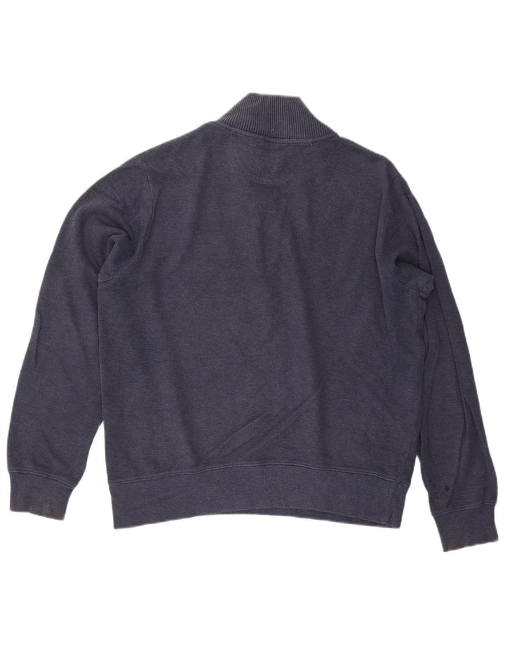 Gant Herre Zip Neck Jumper Sweater Medium Navy Blue Bomuld