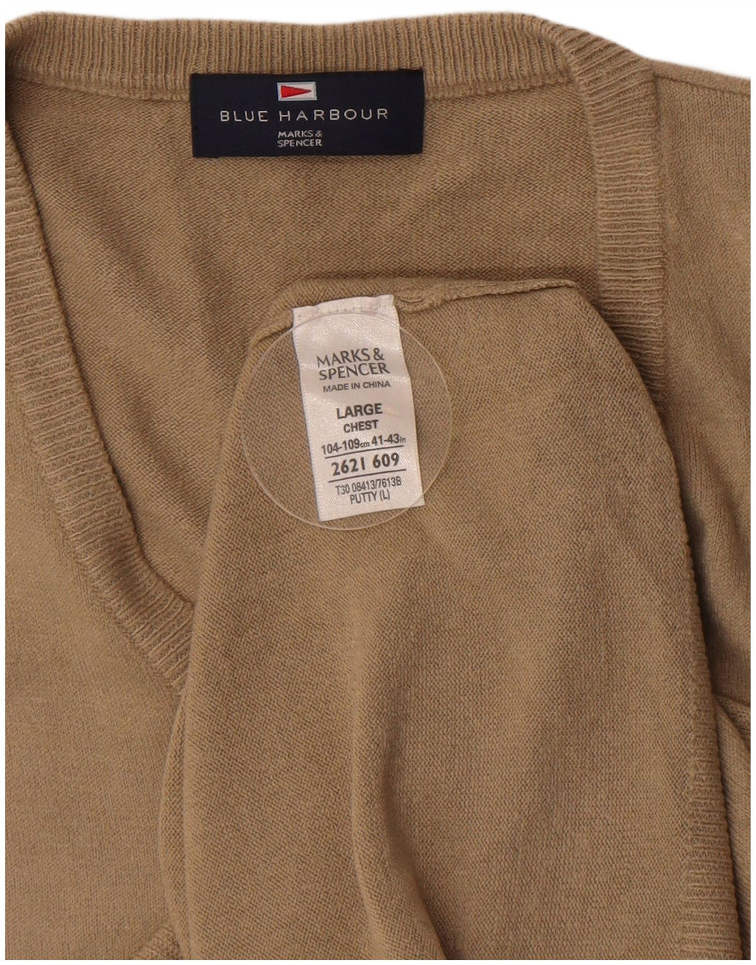 Marks & Spencer Herre Blue Harbor Vest Tank Top Stor Beige Akryl