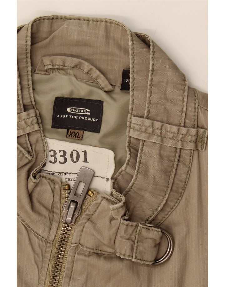 G-STAR Mens 3301 Bomber Jacket UK 44 2XL Beige Cotton Vintage G-Star and Second-Hand G-Star from Messina Hembry 