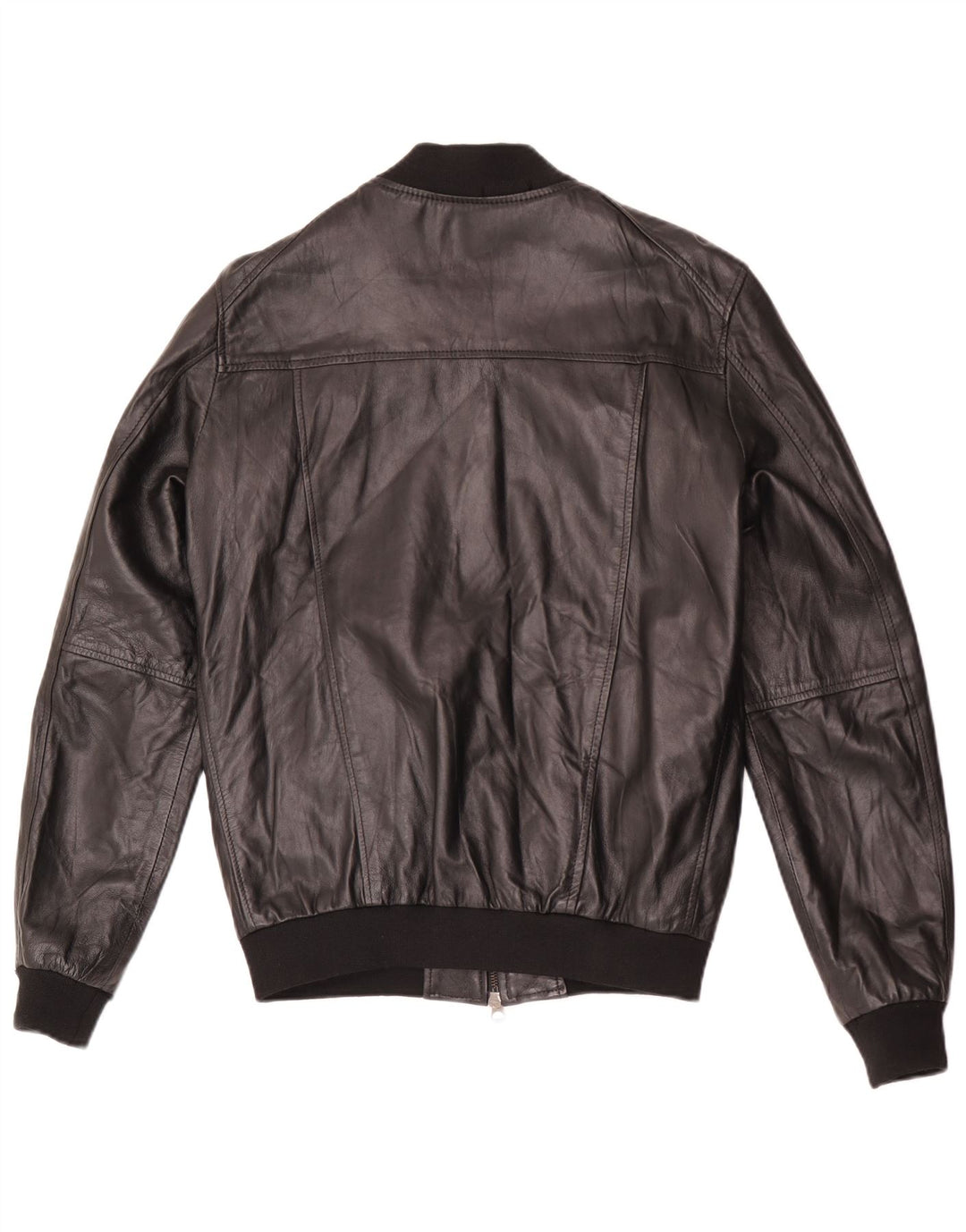 Vintage Herre Bomber Læderjakke IT 48 Medium Sort Læder