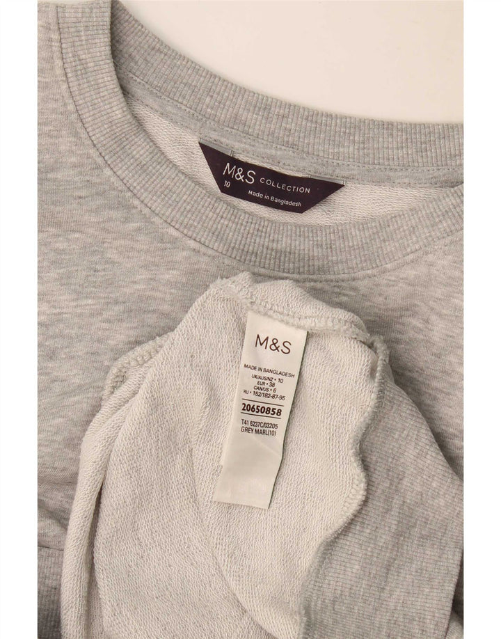 Marks & Spencer Womens Sweatshirt Jumper UK 10 Small Grey Cotton