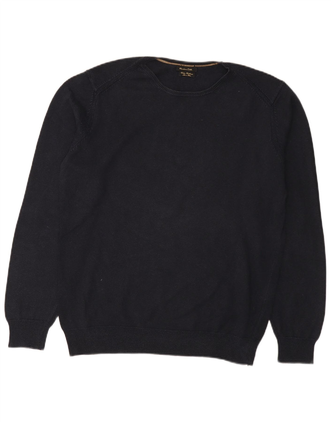 Massimo Dutti Herre Crew Neck Jumper Sweater Stor Marineblå Bomuld