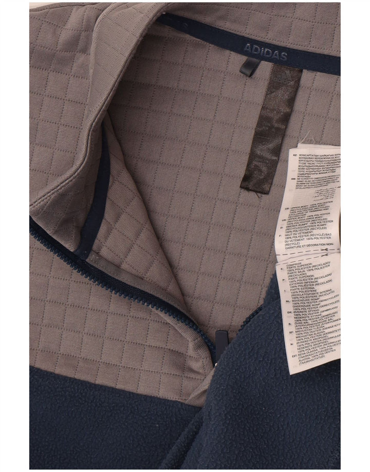 Adidas Fleece Jumper med lynlås til mænd Medium Marineblå Colourblock Polyester