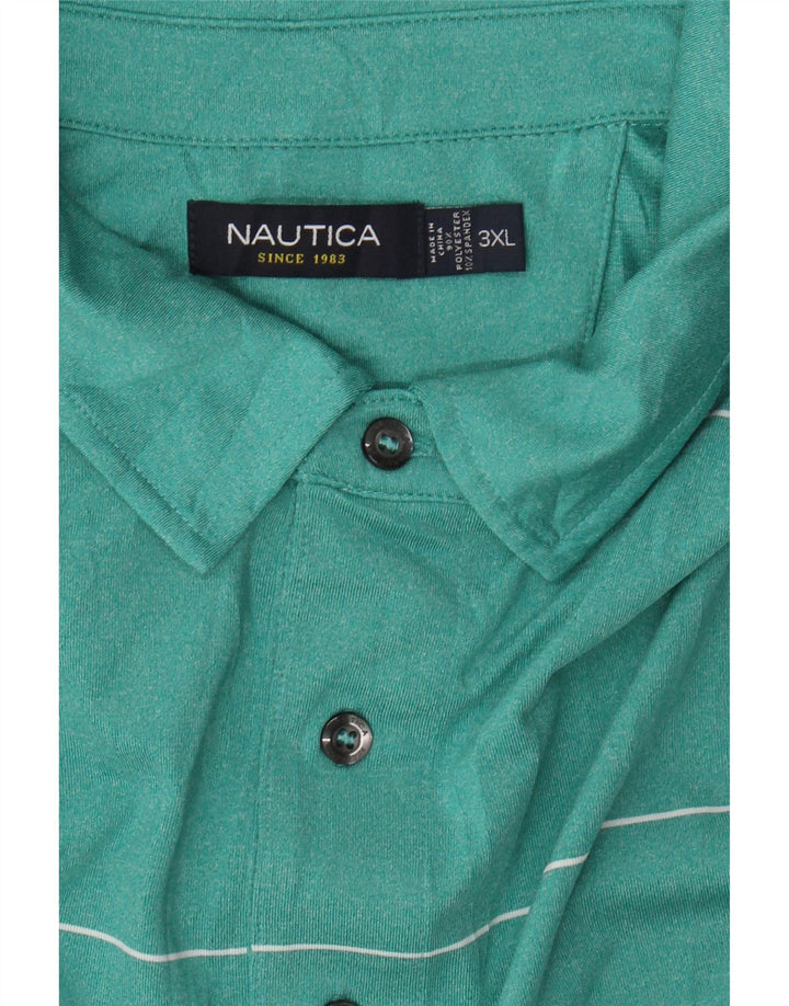 NAUTICA Mens Polo Shirt 3XL Green Striped