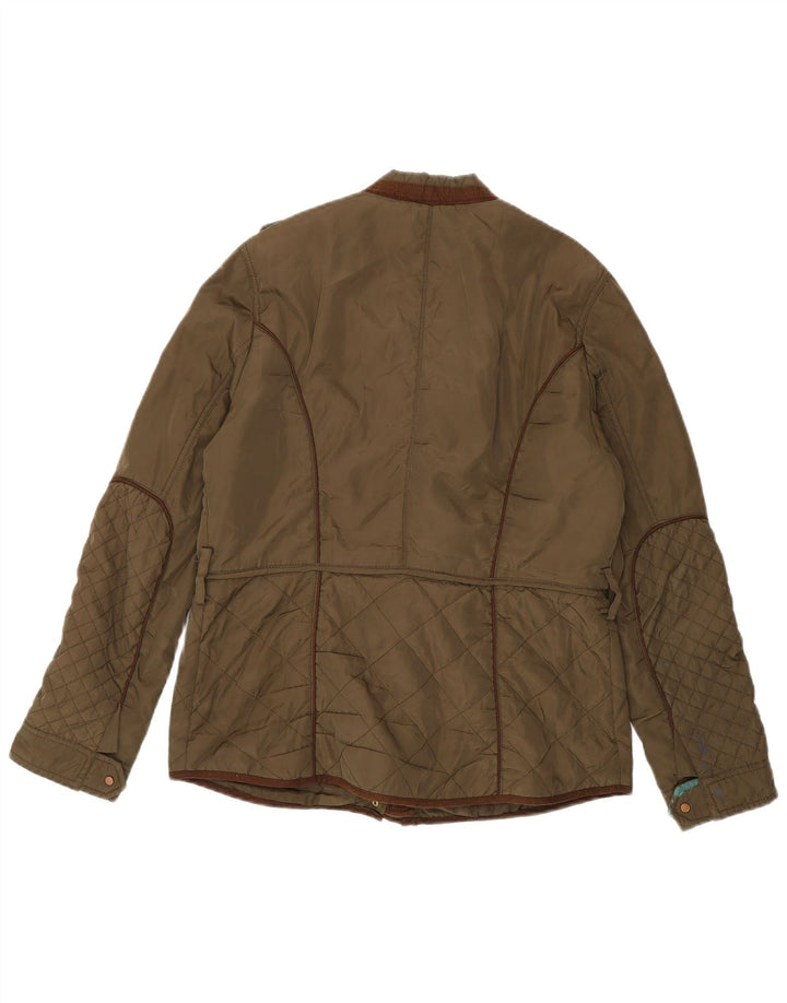 Zara Dame Military Quiltet Jakke UK 16 Large Khaki