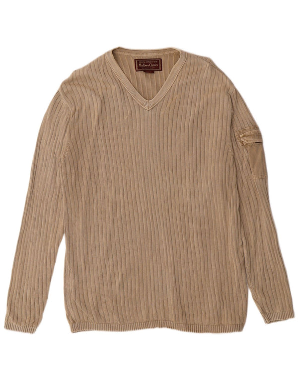 Marlboro Classics Herre V-hals sweater Stor Beige Bomuld Classic