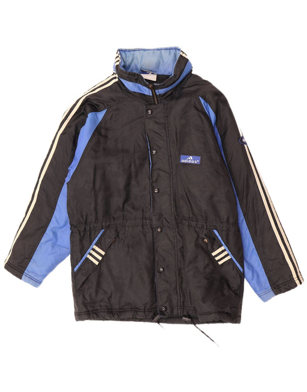 Adidas Herre Hooded Windbreaker Coat UK 40 Large Black Colourblock Nylon