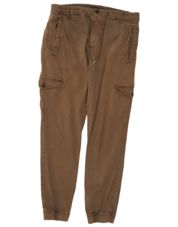 Zara Herre Joggers Cargo Bukser Medium W31 L28 Khaki Bomuld