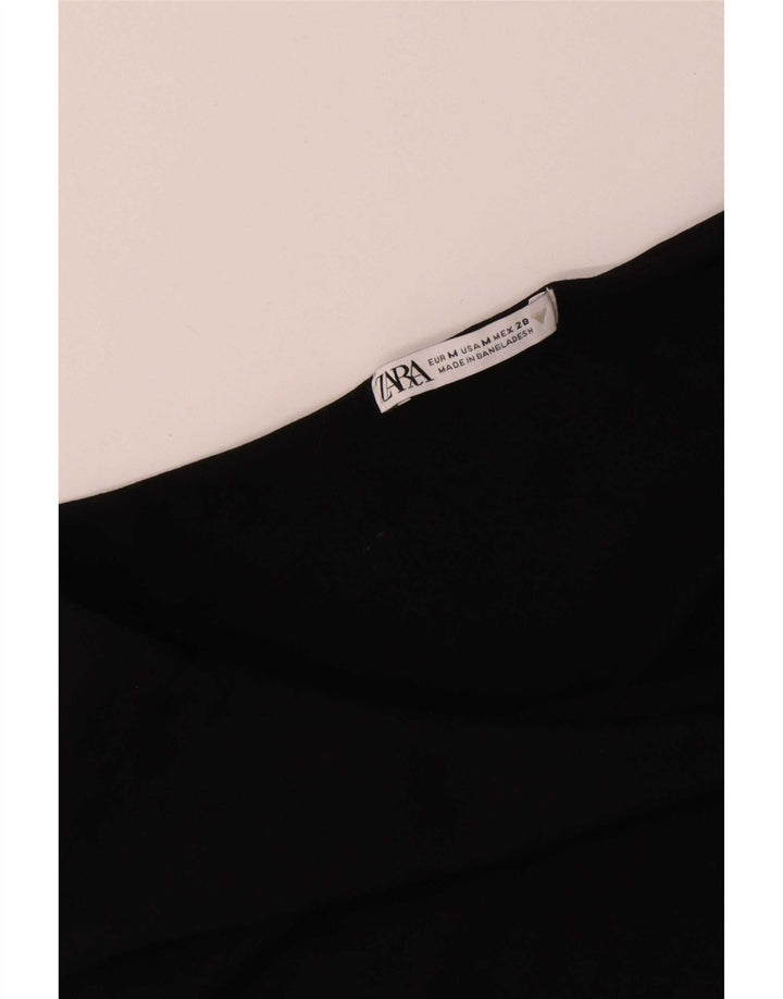 Zara Womens One Shoulder Bodysuit UK 12 Medium Black Bomuld