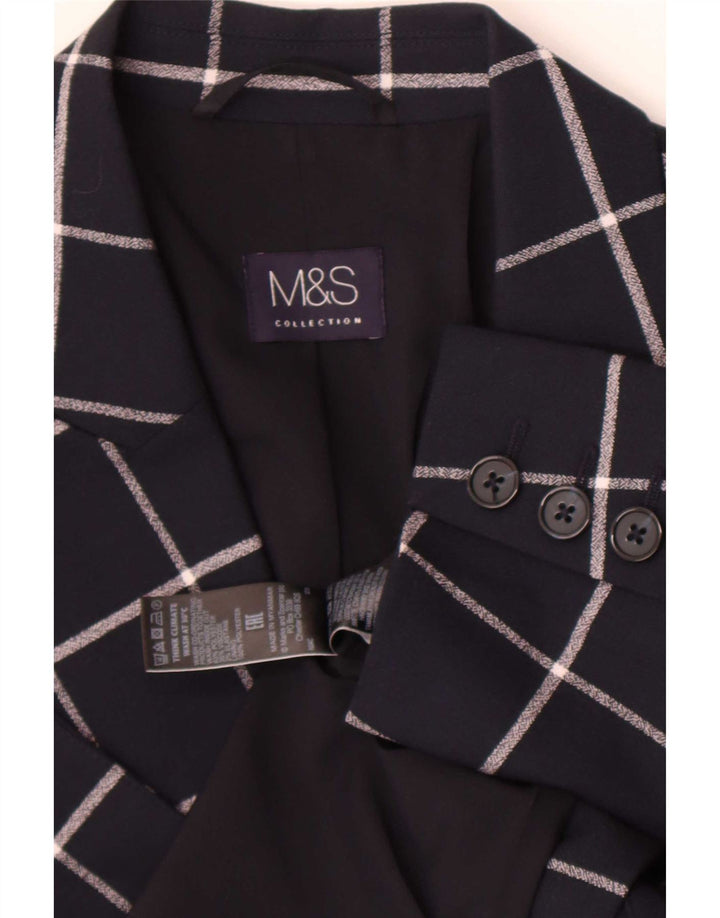 Marks & Spencer Dame Blazer Jacket UK 12 Medium Navy Blue Check