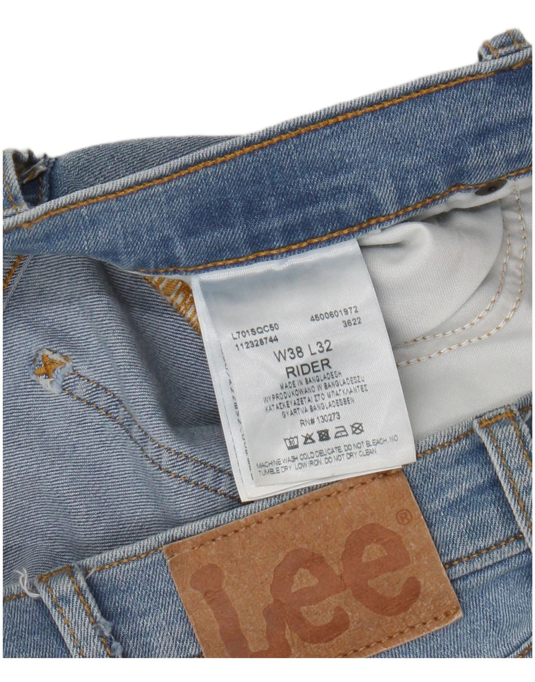 Lee Herre Rider Slim Jeans W38 L32 Blå Bomuld