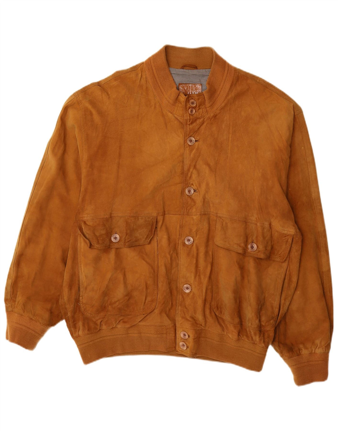 Vintage herre ruskind bomberjakke UK 42 XL brunt læder