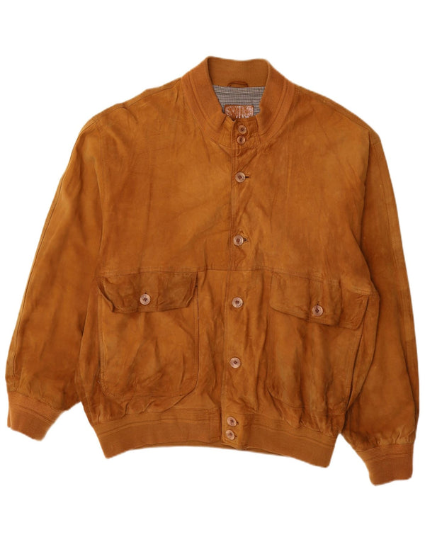 Vintage herre ruskind bomberjakke UK 42 XL brunt læder