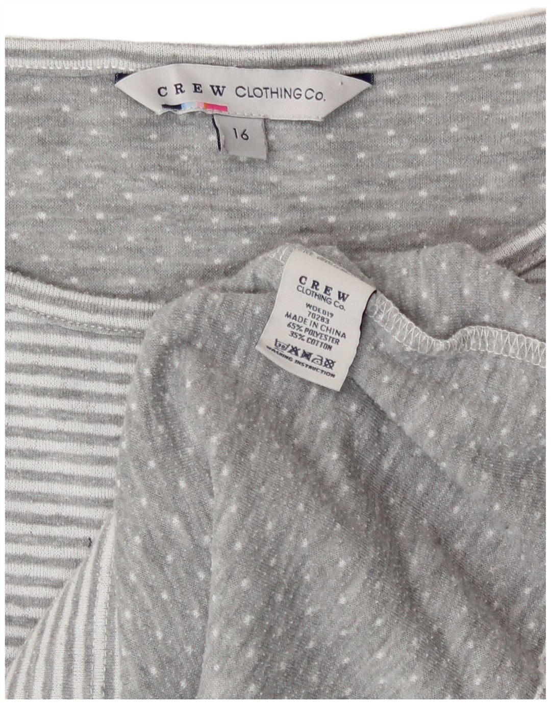 Besætningstøj Dame Top 3/4 ærmer UK 16 Stor grå stribet polyester