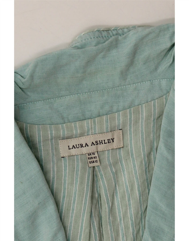 LAURA ASHLEY Womens 1 Button Blazer Jacket EU 42 Large Blue Rayon Vintage Laura Ashley and Second-Hand Laura Ashley from Messina Hembry 