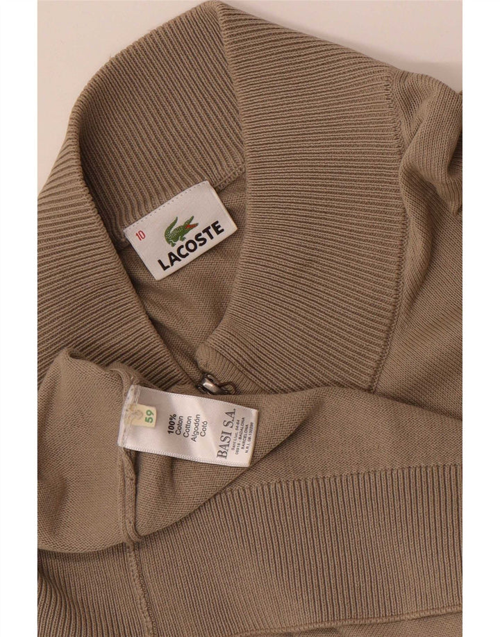 Lacoste Herre Cardigan Sweater Størrelse 10 5XL Beige Bomuld