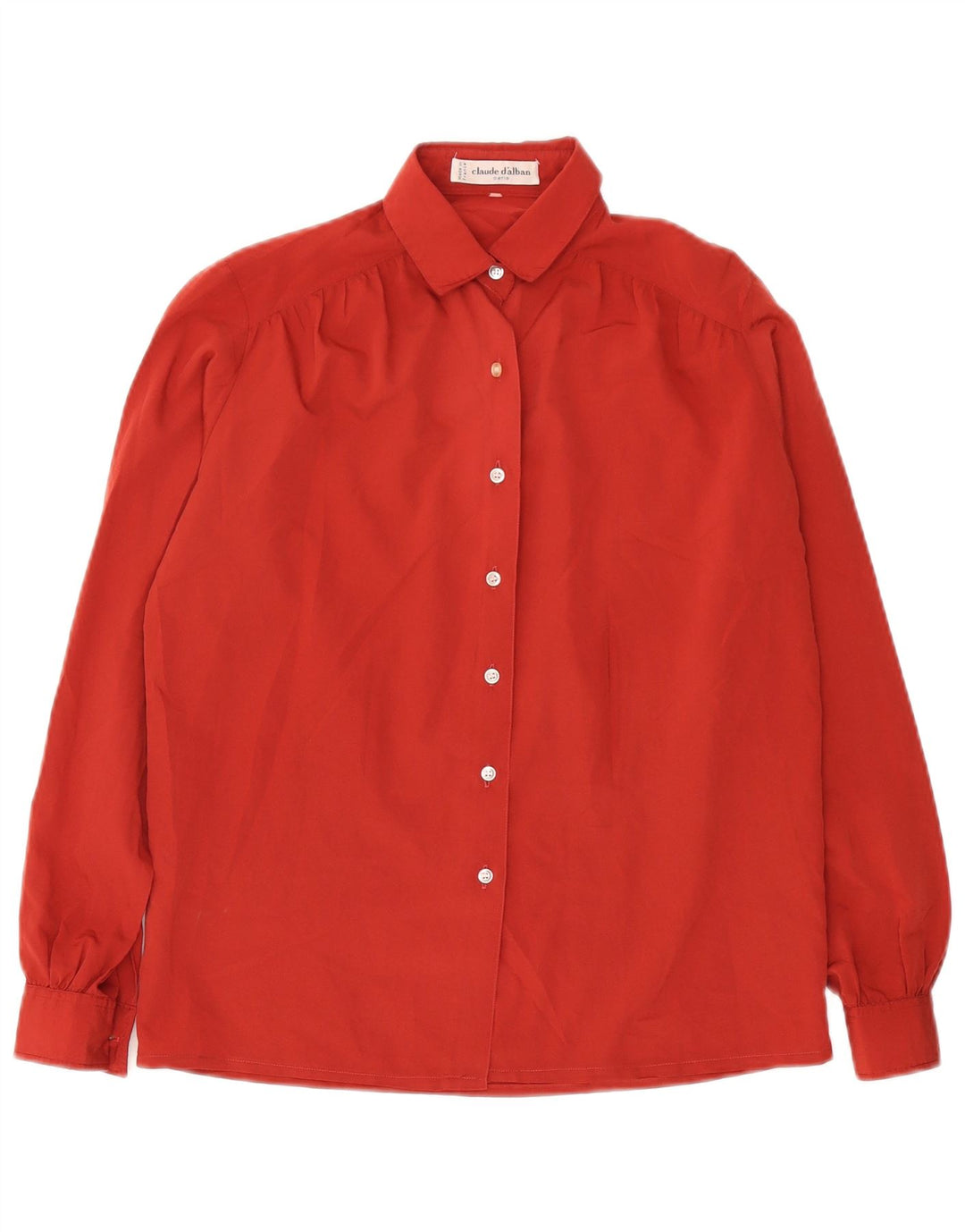 Vintage dameskjortebluse UK 14 Large Burgundy Polyester