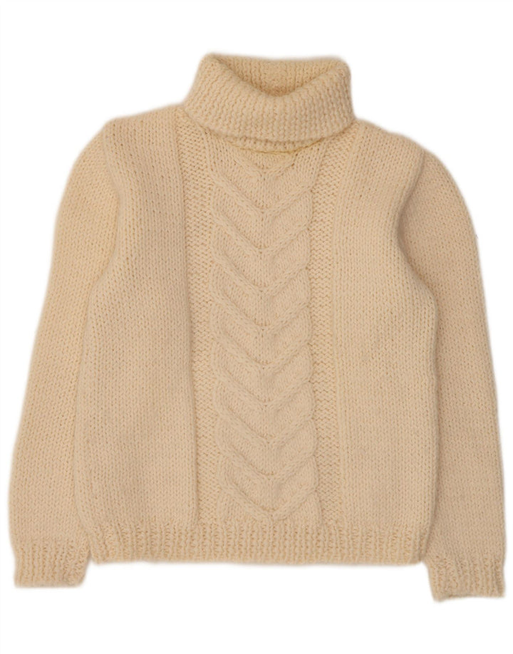 Vintage Dame Roll Neck Jumper Sweater UK 14 Medium Off White