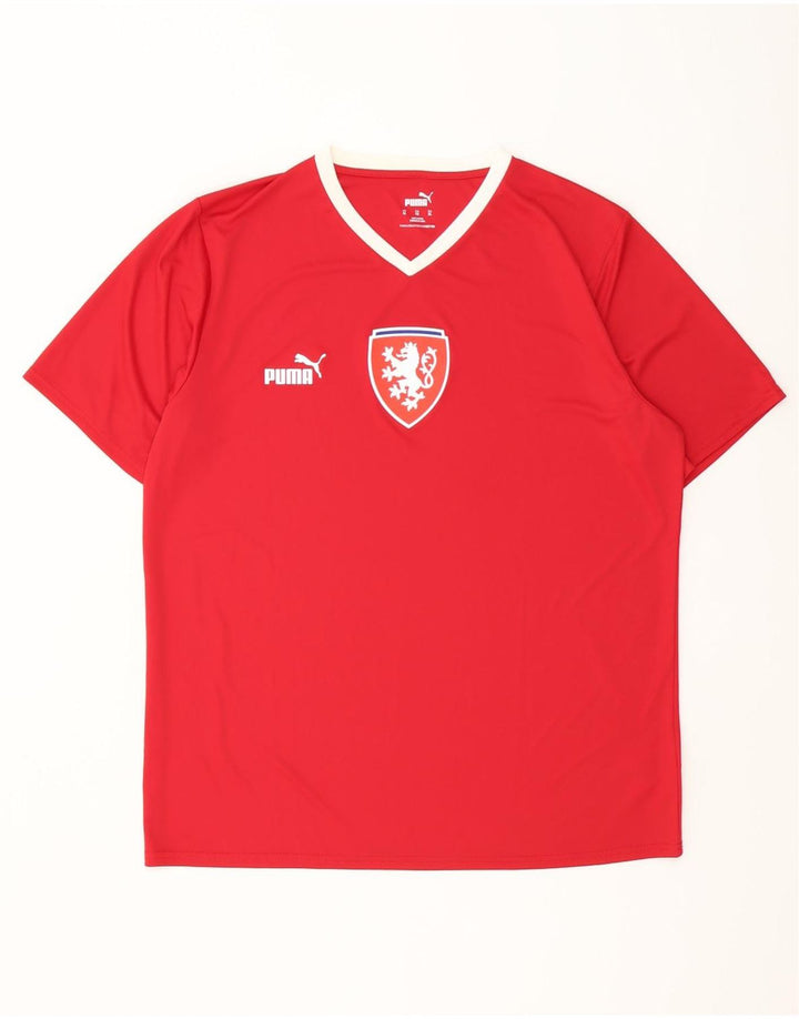 Puma Herre Tjekkiet Grafisk T-Shirt Top XL Rød Polyester