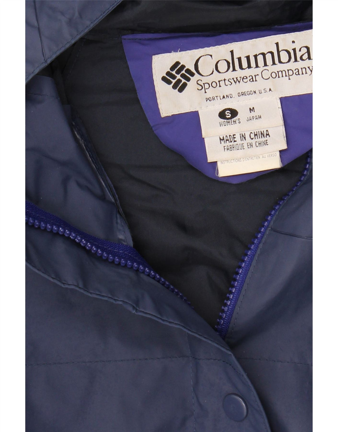 COLUMBIA Womens Oversized Rain Jacket UK 10 Small Navy Blue Colourblock