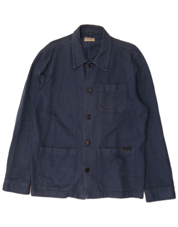 Nudie Jeans Herre Utility Jacket UK 40 Large Blue Cotton