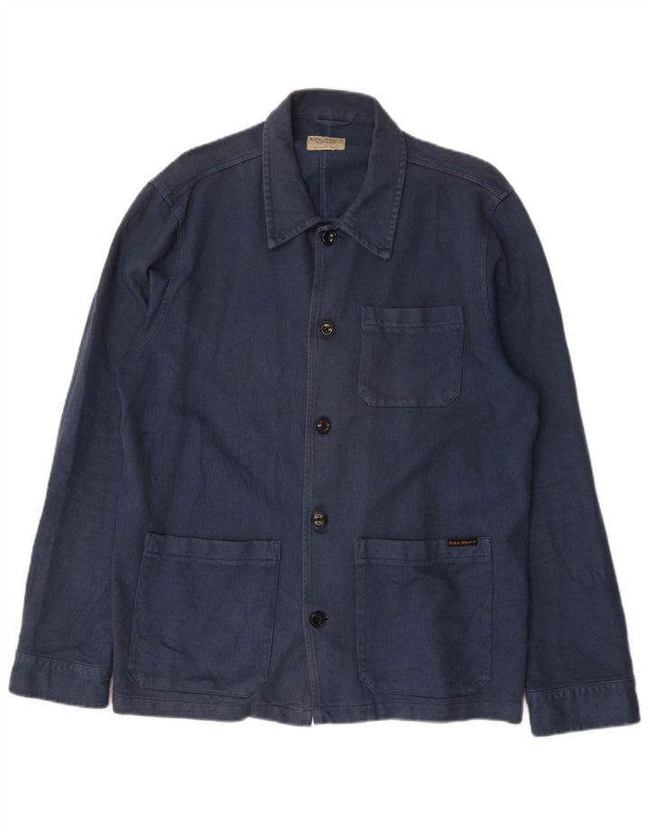 Nudie Jeans Herre Utility Jacket UK 40 Large Blue Cotton