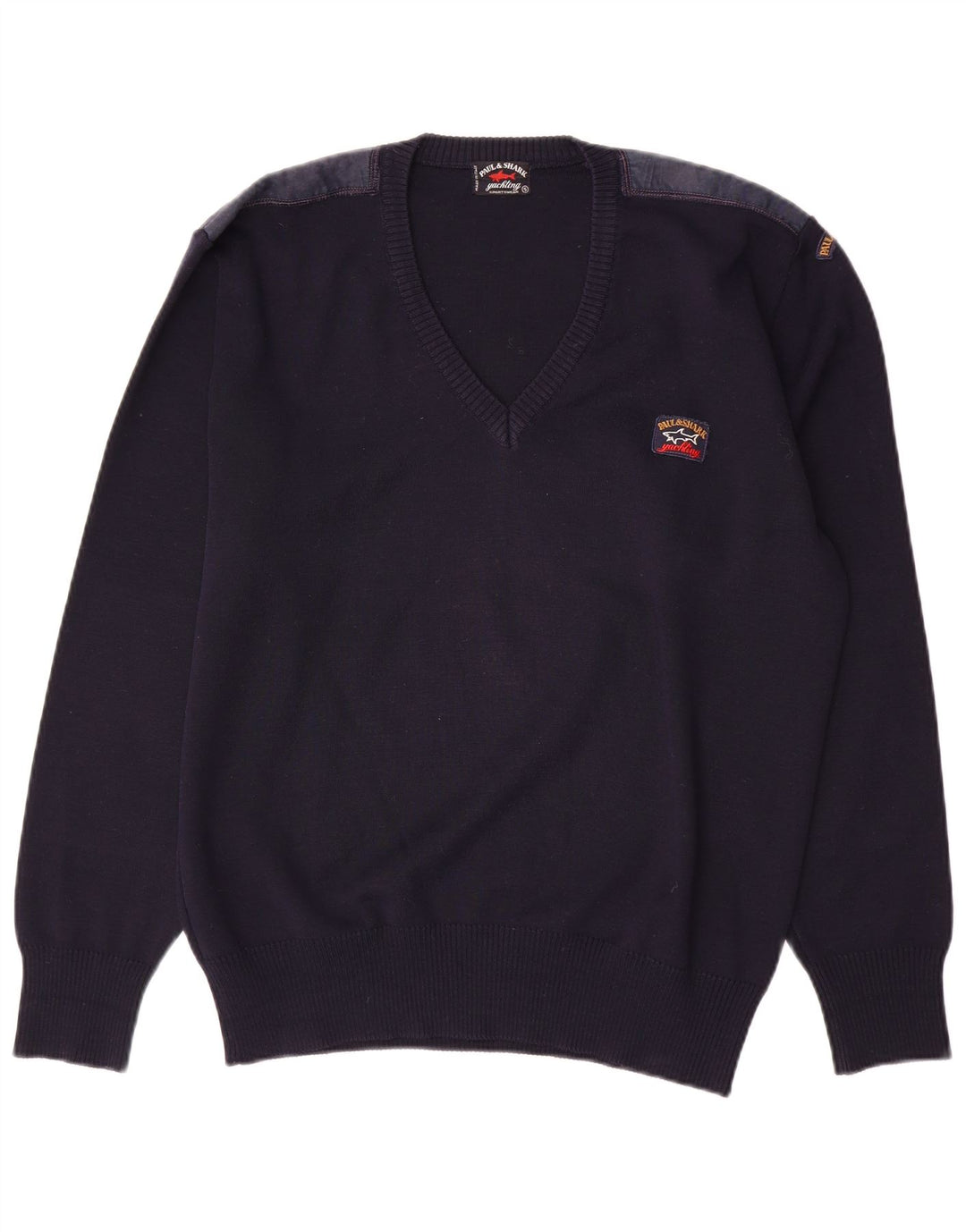 Paul & Shark Herre V-hals sweater Stor marineblå