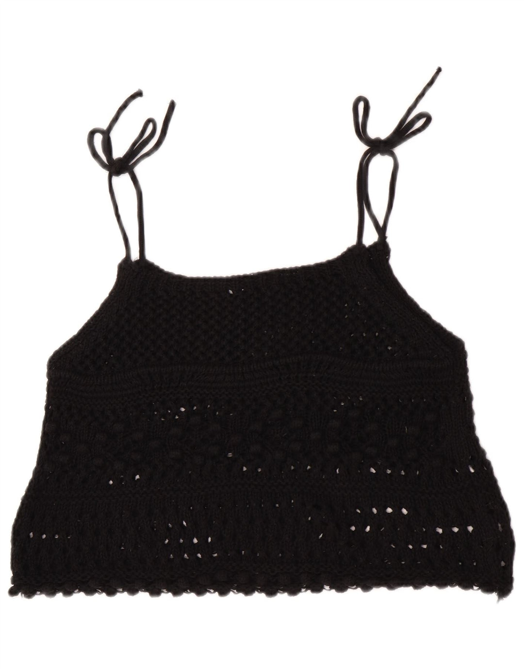 Zara ærmeløs hæklet Crop Top til kvinder DK 12 Medium Sort