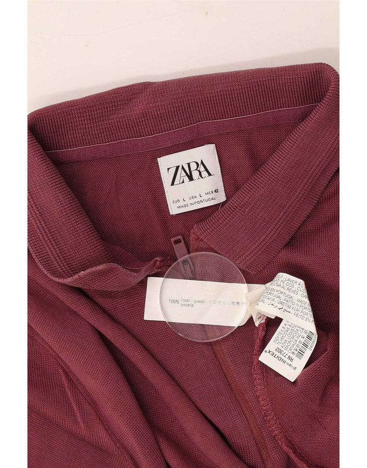Zara Poloskjorte til mænd Large Burgundy Lyocell