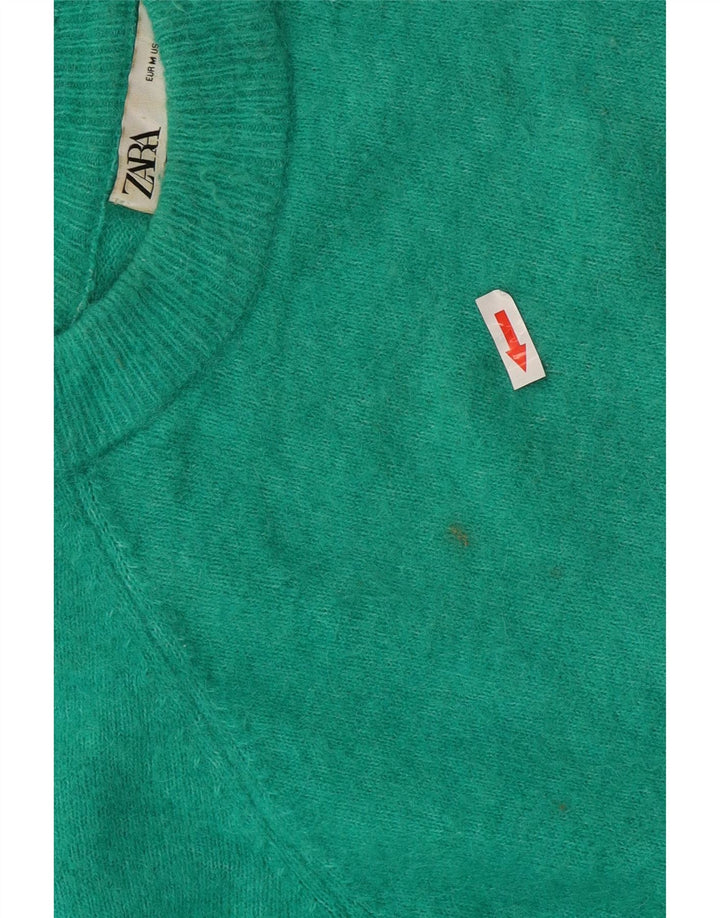 Zara Dame Jumper Sweater UK 14 Medium Grøn Nylon