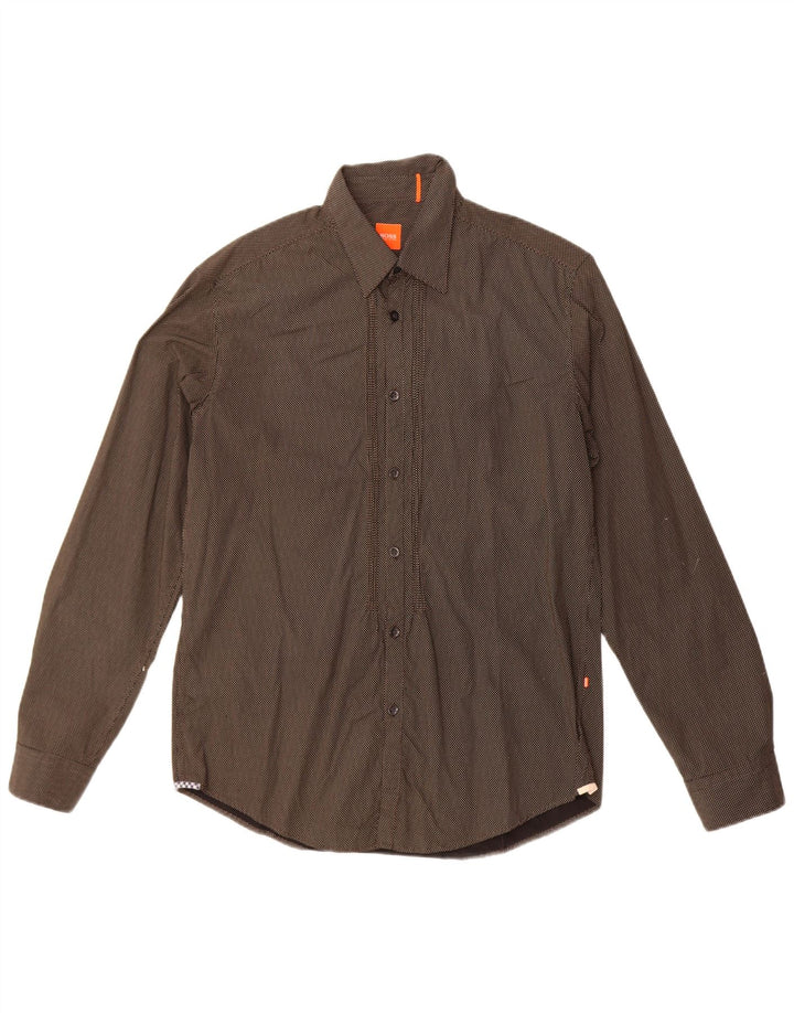 Hugo Boss Herreskjorte Medium Sort Plettet Bomuld