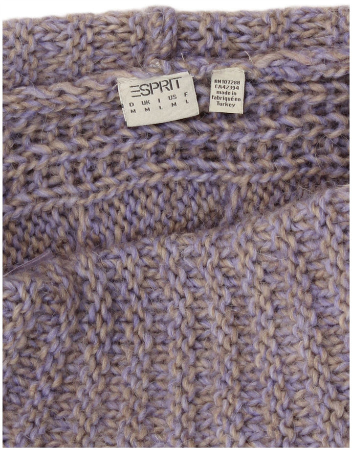 Esprit Dame Rullehals Sweater UK 14 Medium Lilla Uld