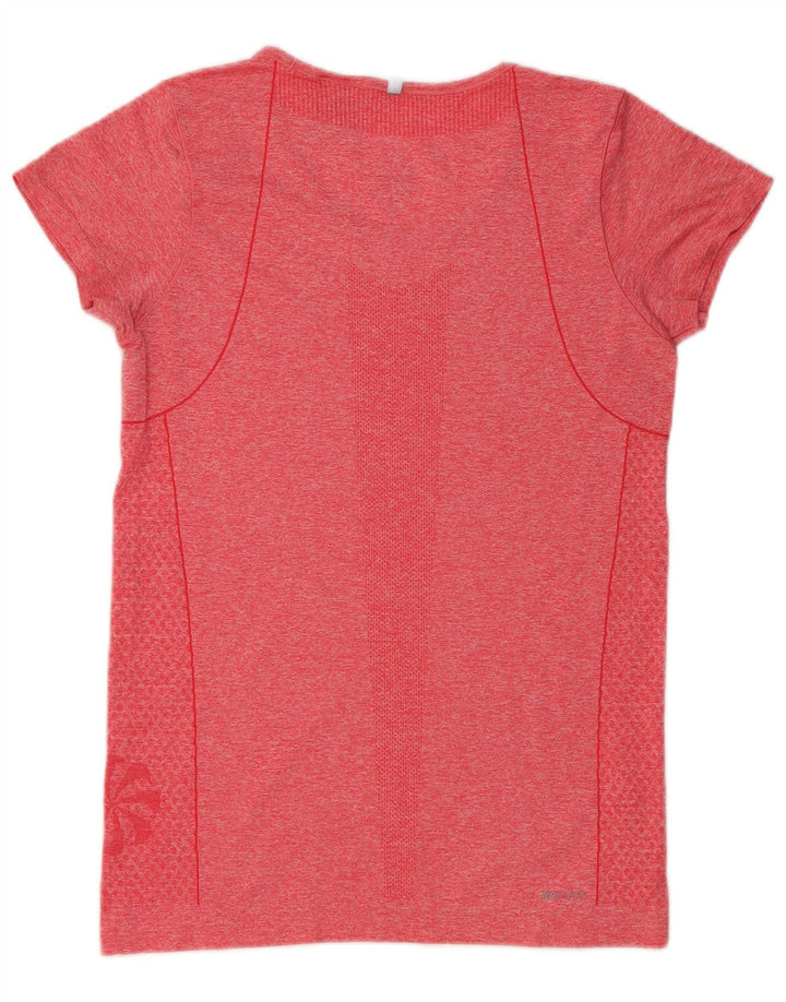 Nike Dame Dri Fit T-Shirt Top UK 12 Medium Rød Flecked Polyester