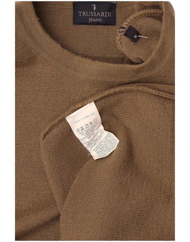 Trussardi Jeans Herre Crew Neck Jumper Sweater Medium Brun Uld