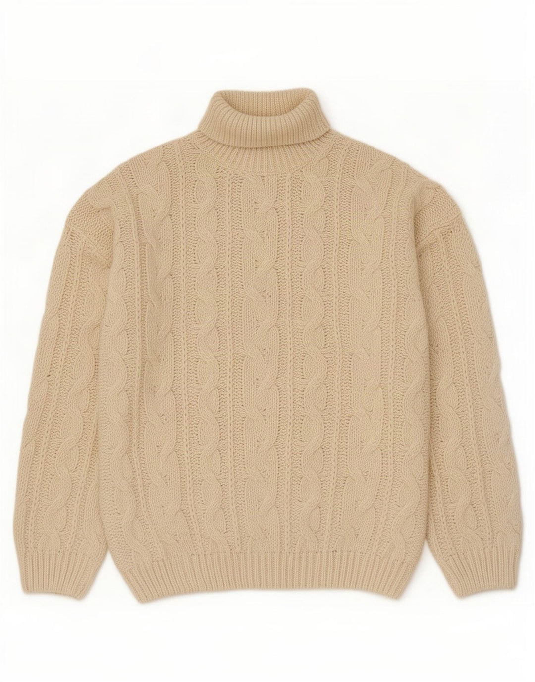 Vintage Herre rullehals sweater XL Off White polyakryl