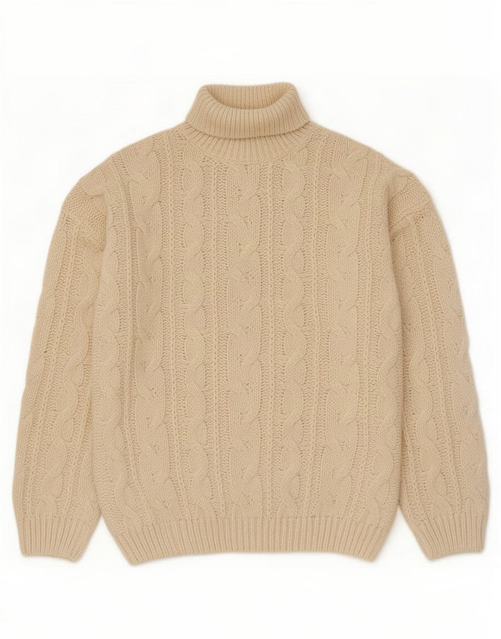 Vintage Herre rullehals sweater XL Off White polyakryl