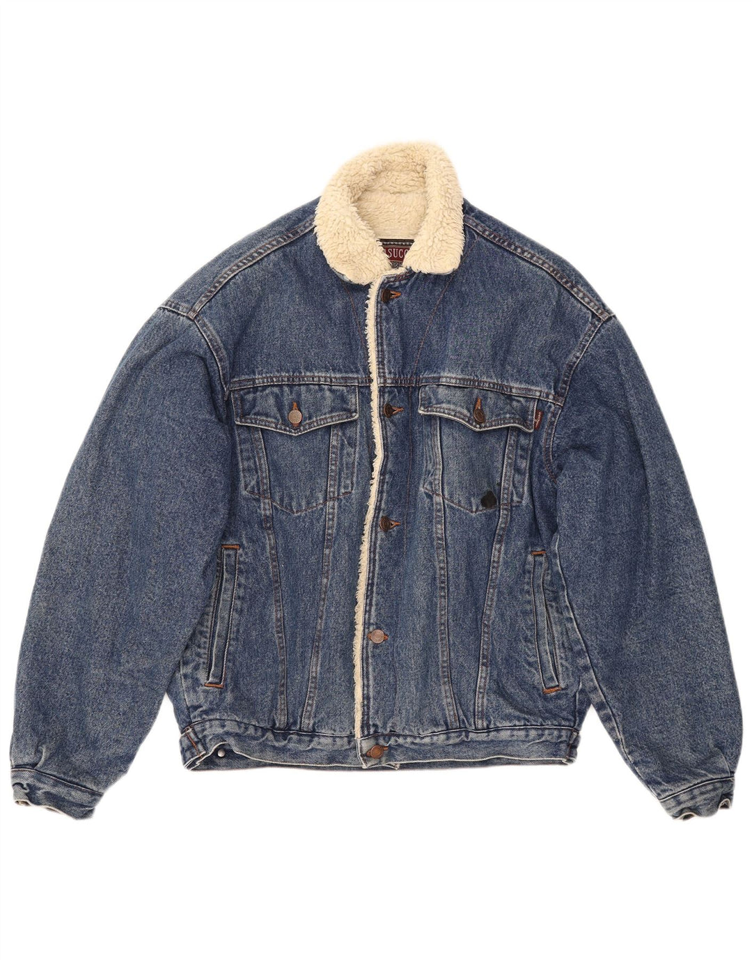 CASUCCI Herre Sherpa denimjakke UK 38 Medium Blue Bomuld