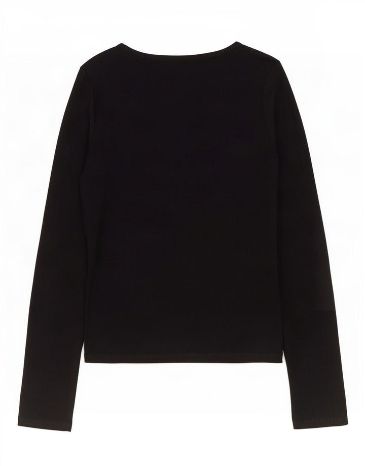 Zara Dametop Langærmet UK 12 Medium Sort Polyester