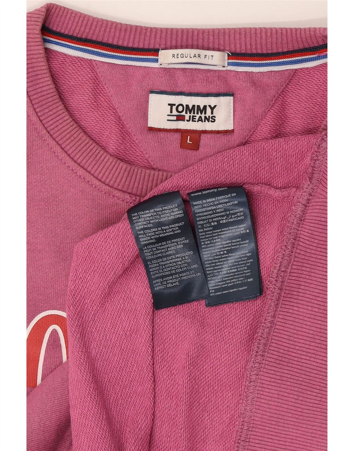 Tommy Hilfiger Herre Regular Fit Grafisk Sweatshirt Jumper Large Pink Bomuld