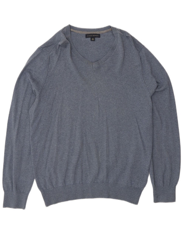 Banana Republic Herre V-hals sweater Medium Blue Bomuld