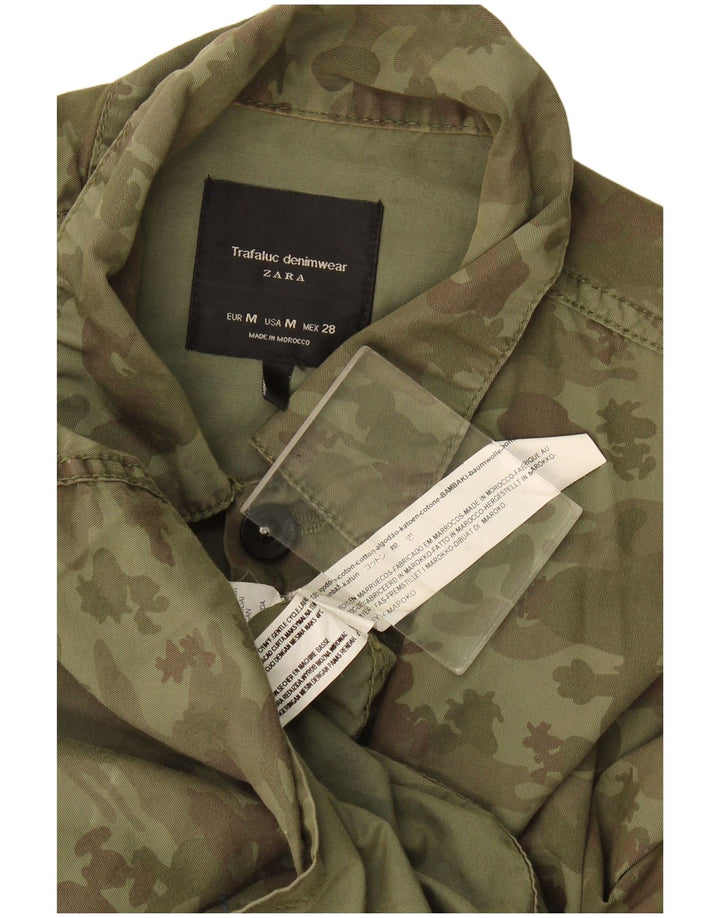 Zara Herre Peanuts Graphic Utility Jacket UK 38 Medium Khaki Camouflage