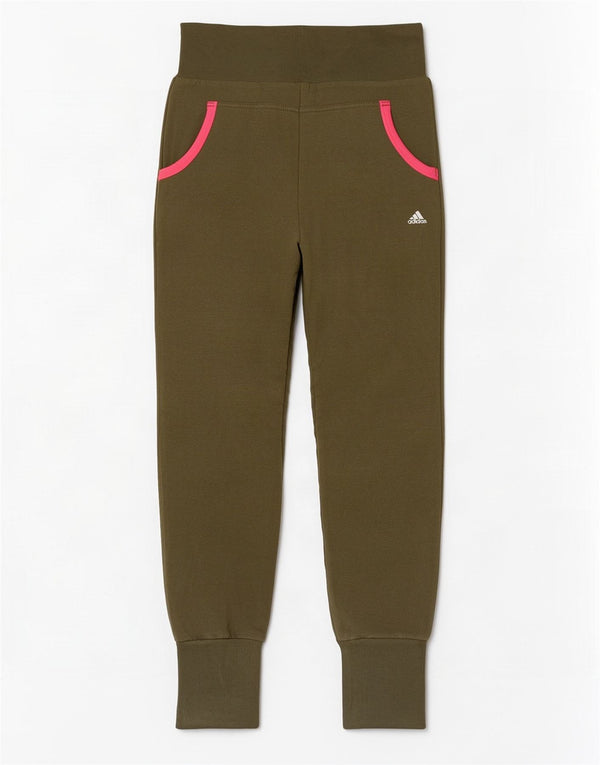 Adidas Dame træningsdragt Bukser Joggers UK 10 Small Khaki Cotton