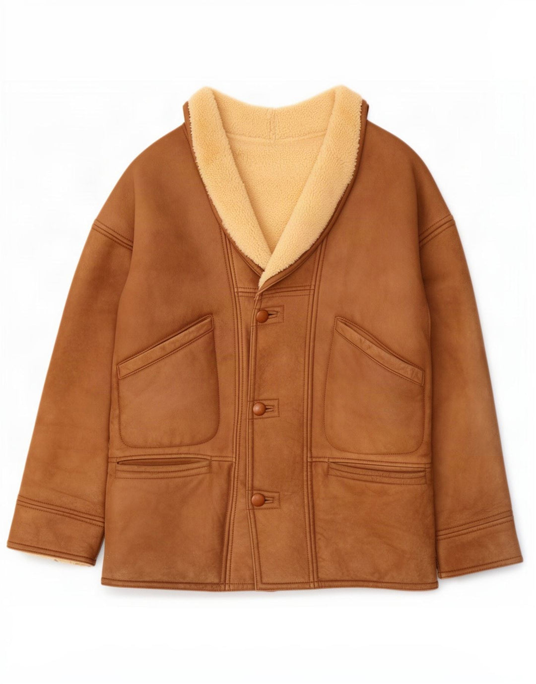 Vintage Herre Shearling Jacket UK 40 Large Brown