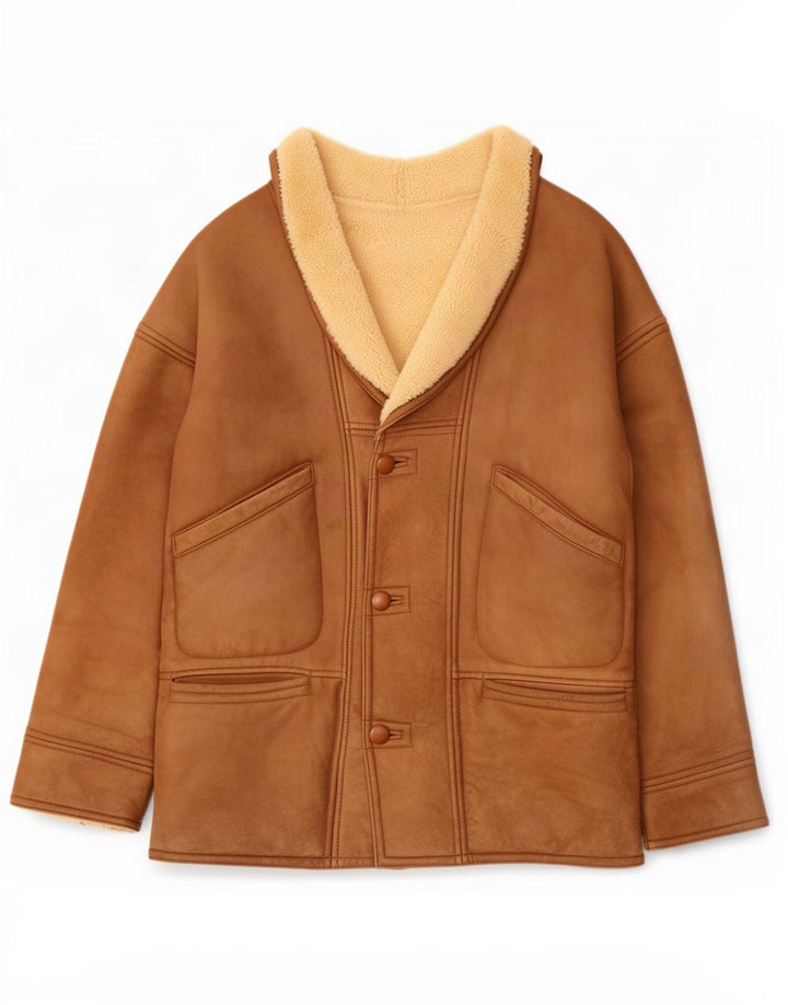 Vintage Herre Shearling Jacket UK 40 Large Brown