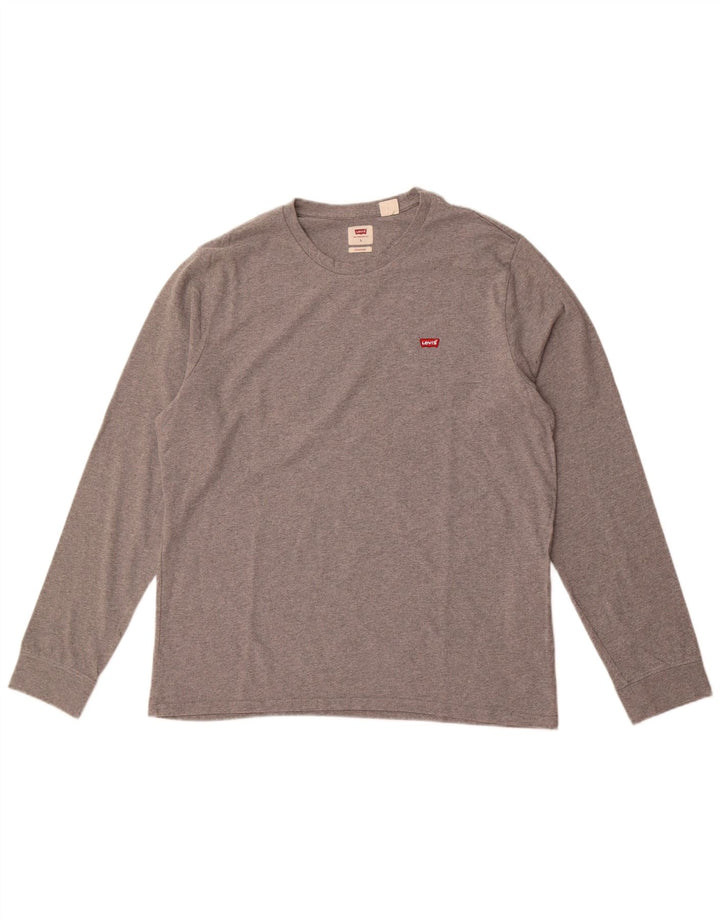 Levi's Herre Standard Fit Top Langærmet Stor Grå Flecked Bomuld