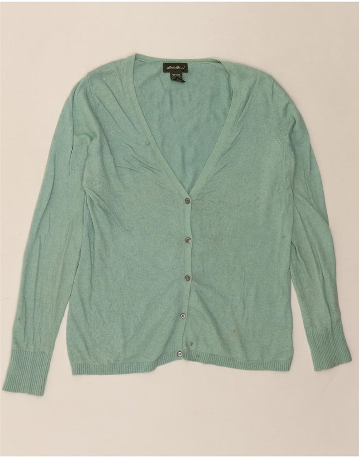 EDDIE BAUER Womens Cardigan Sweater UK 14 Large Turquoise Cotton Vintage Eddie Bauer and Second-Hand Eddie Bauer from Messina Hembry 
