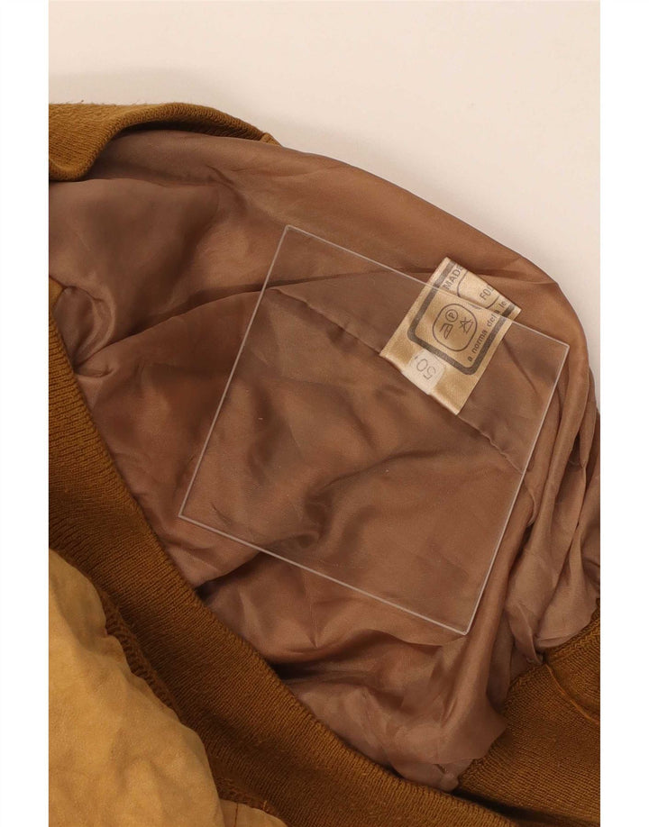 Vintage herre ruskind bomberjakke IT 50 Stort beige læder