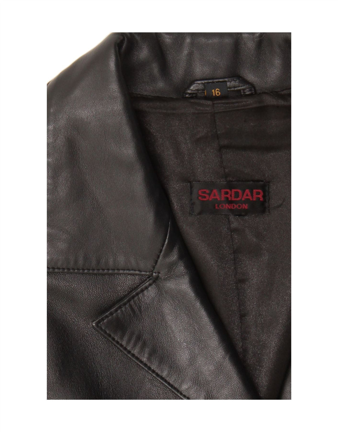 SARDAR Womens Leather Coat UK 16 Large Black Leather Vintage Sardar and Second-Hand Sardar from Messina Hembry 